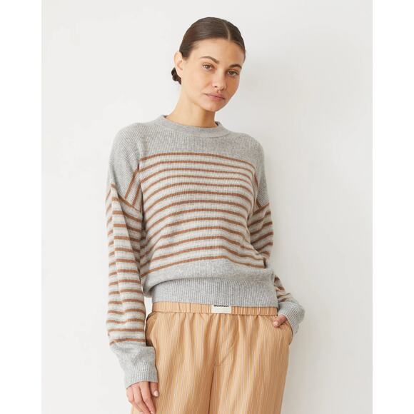 Monrow Wool/Cashmere Stripe Sweater Medium NWT - Picture 1 of 7